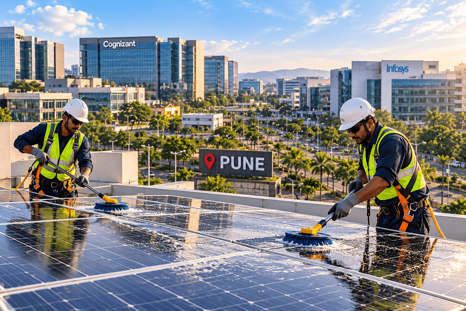Solar panel cleaning in Pune
